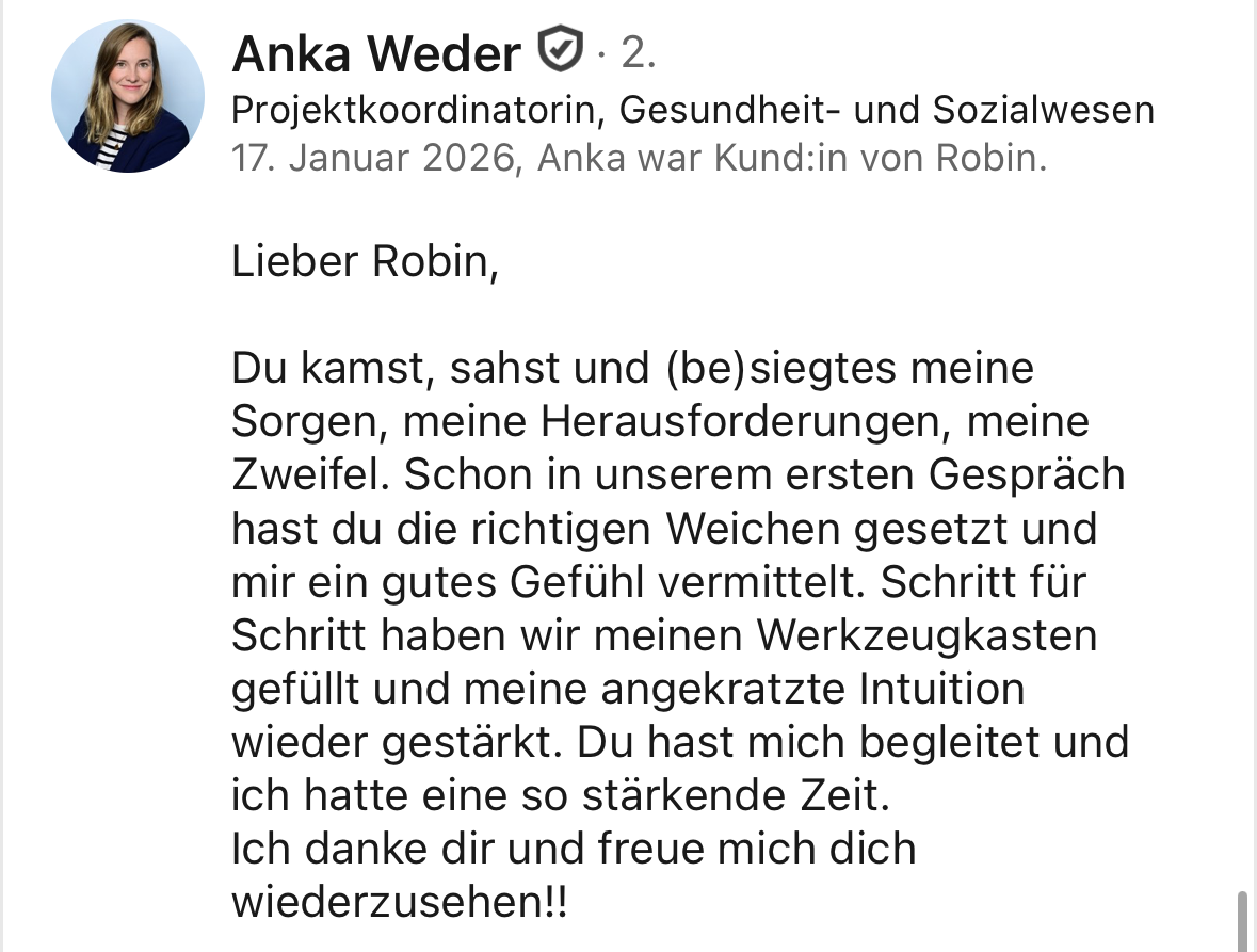 LinkedIn-Empfehlung von Anka für Robin Frieß